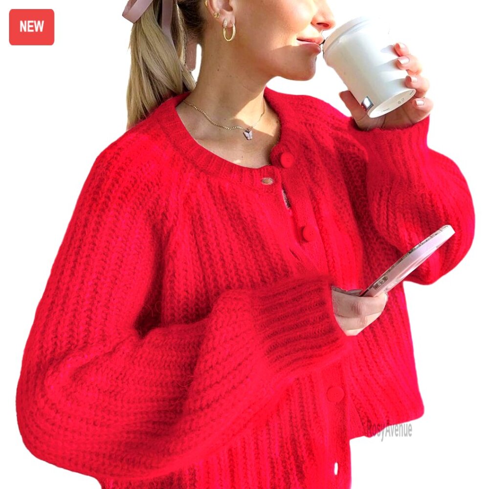 Chunky Knit Cardigan Sweater Oversized Button Front Casual Chic Fall Wardrobe
